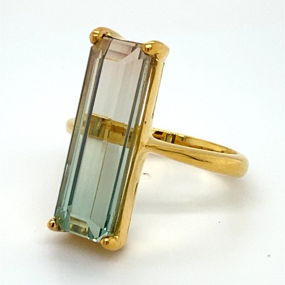 Bi Color Tourmaline 9.20ct Solid 14K Yellow Gold Ring - Picture 3 of 7